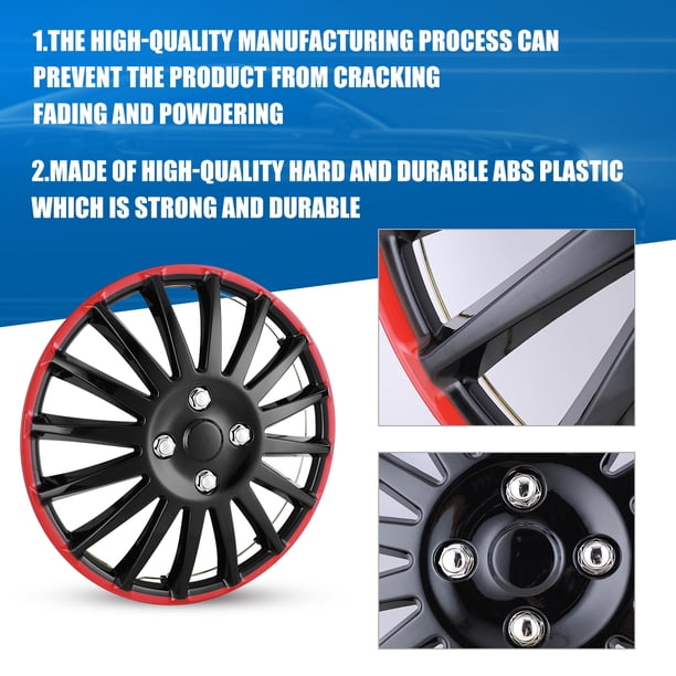 Set Of 4 Full Rim Snap-On Hub Caps For 16" Wheels - Silver ABS Plastic, Glossy Finish