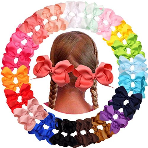 3" Girls Grosgrain Ribbon Boutique hair bows Clips for Girls 40 Pcs 20 Pairs 