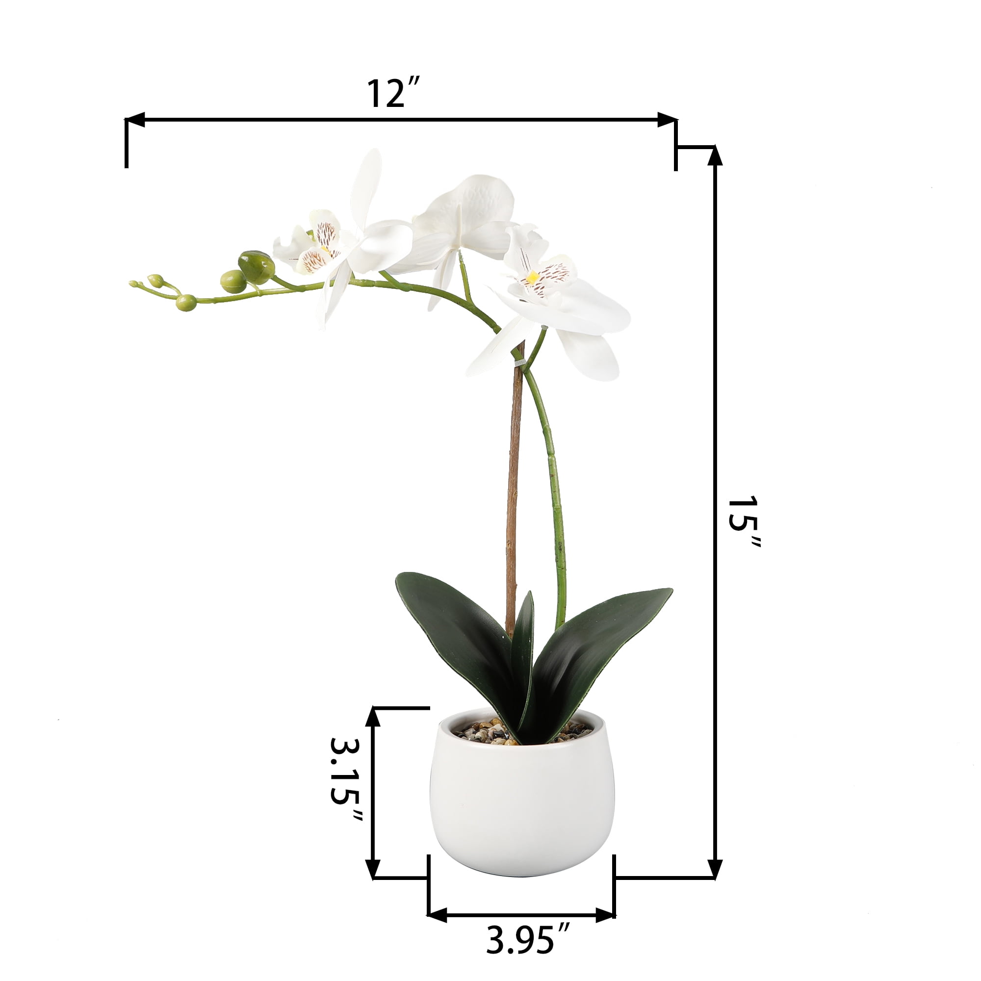 (4 pack) Better Homes & Gardens 15" Artificial Real Touch Orchid Flowers in White Ceramic Planter