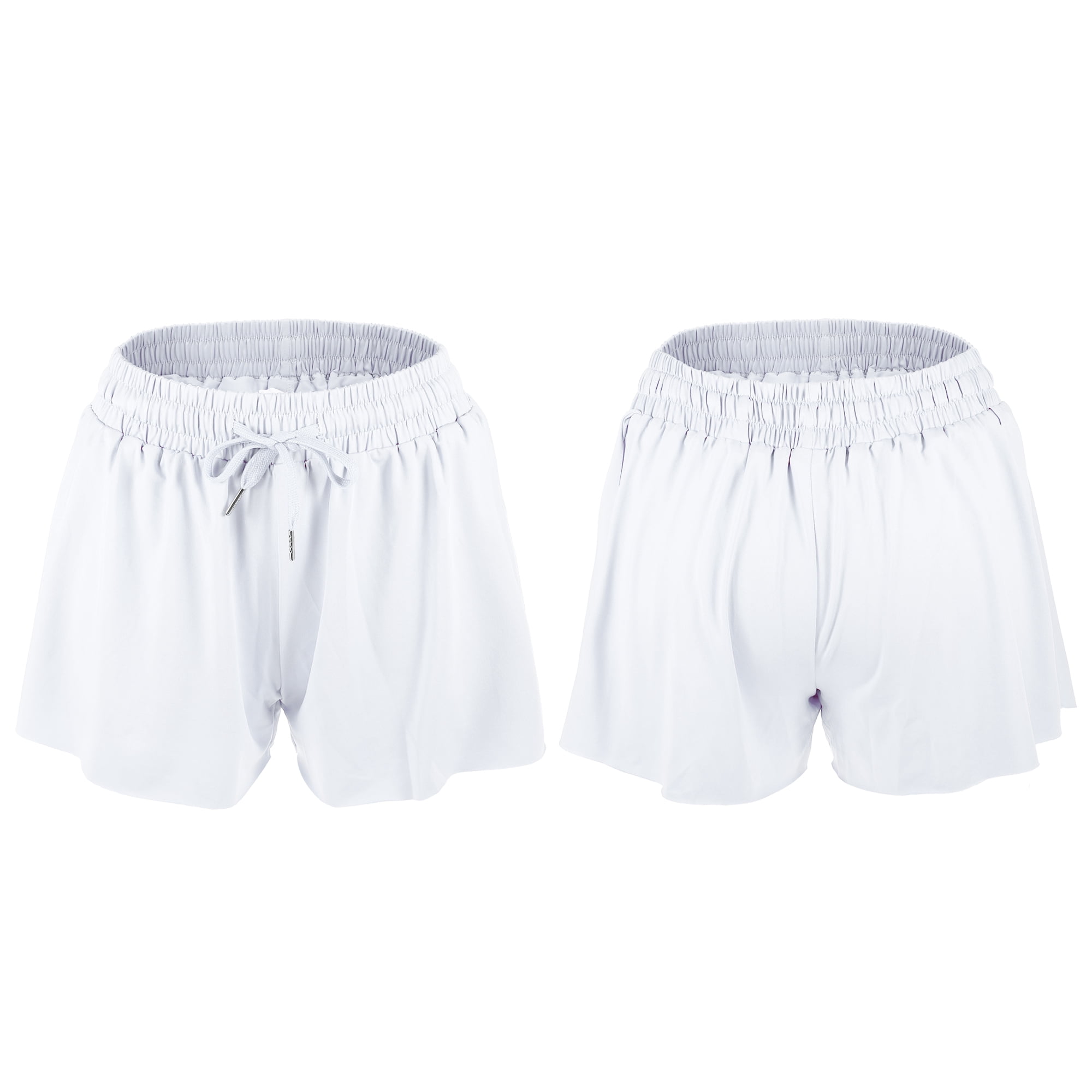 Unique Bargains 1Pcs Women Flowy Running Shorts Casual High Waisted Workout Shorts XL White