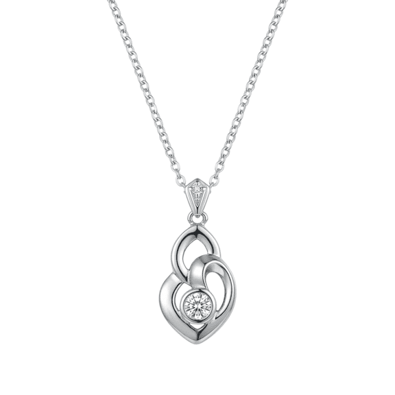 Contemporary Open Heart Pendant Necklace with Sparkling CZ S, Elegant Jewelry for Women