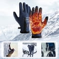 thumbnail image 4 of AuroraX Warm Winter Gloves Men Women Waterproof Windproof Leather Blue Touchscreen Gloves with Soft Insulated Lining Thick Gloves with Wrist for Driving Outdoor Working Typing, 4 of 5