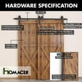thumbnail image 4 of Homacer Black Rustic Single Track Bypass Sliding Barn Door Hardware Kit, for Two/Double Doors, 11ft Long Flat Track, Classic Design Roller, Heavy Duty, for Interior & Exterior Use, 4 of 7