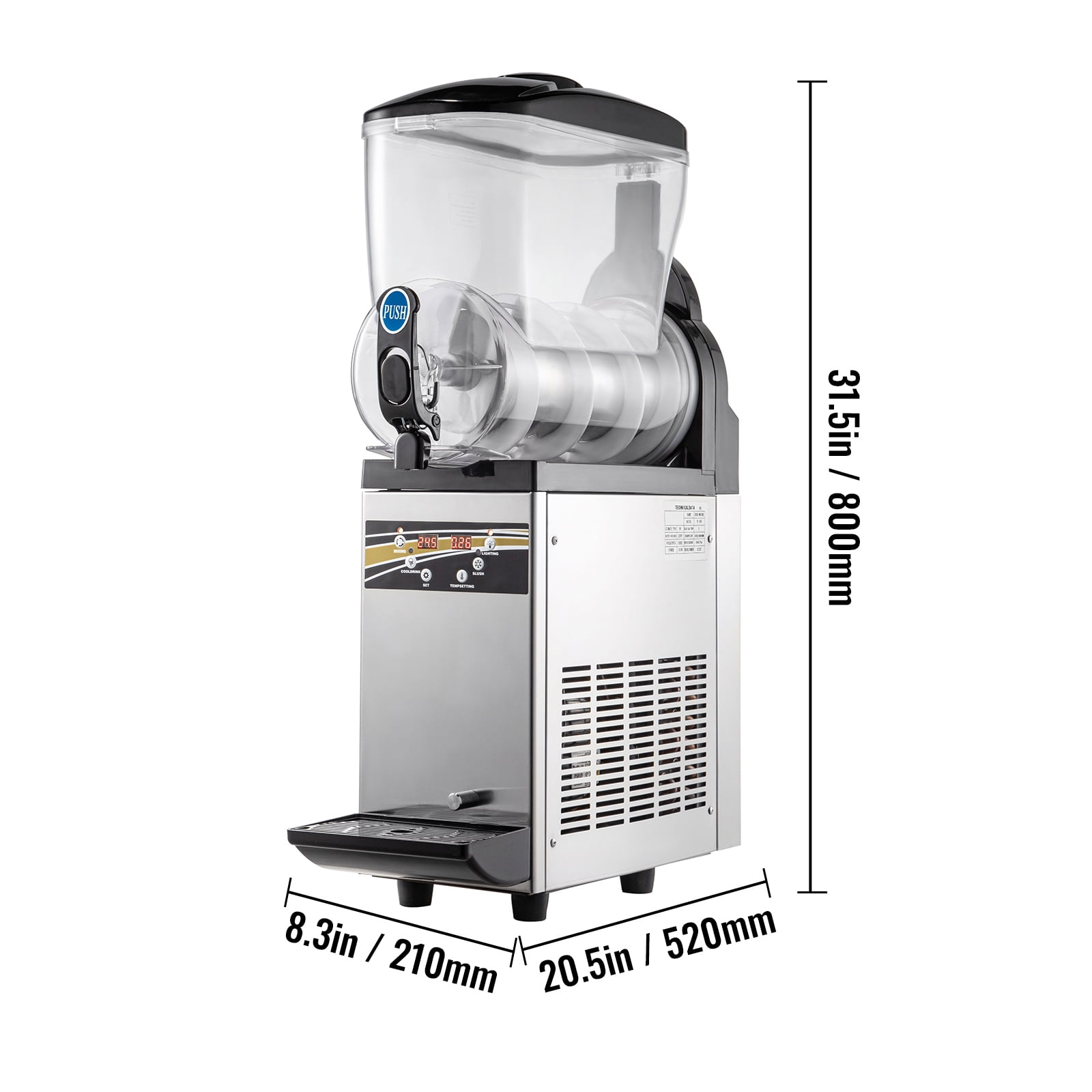 KFFKFF 15L 500W Commercial Slushy Machine Margarita Machine Stainless Steel Frozen Drink Slush Machine,Black Restaurants Cafes Bars