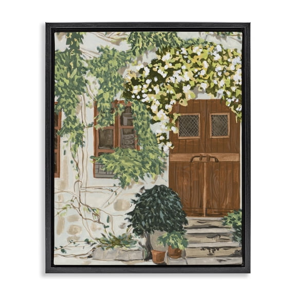 Stupell Industries Traditional Cottage Ivy & Plants Black Floating Frame Canvas Art, 17 x 21, by Melissa Wang