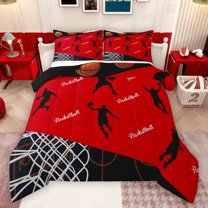Manfei Basketball Game Lovers Bedding Comforter Set,Kids Sport Them Twin Comforter Sets,Ball Gamer Bedding Set For Boys,Breathable Home Decor Reversible,2 Pieces