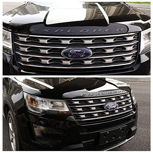 black silver quan zi Dark Blue Decal Badge Nameplate Fits for 04-14 F250 F350 11-16 Explorer 06-11 Ranger 11-14 Edge Oval 9X3.5 2004-2014 F150 Front Grille Tailgate Emblem