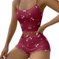 thumbnail image 5 of Cekizud Womens Pajamas Printed Bowknot Camisole Pajama Set Cute Homewear,Sizes S-2XL, 5 of 5
