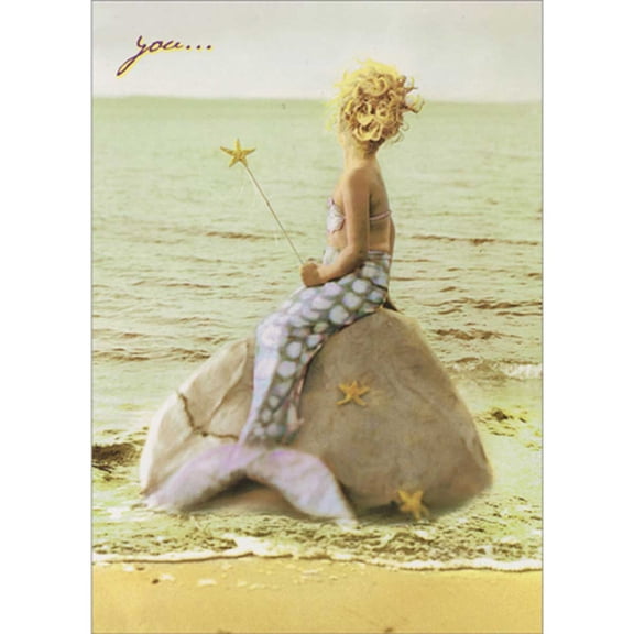 Avanti Press Mermaid with Magic Wand at Beach Shore Birthday Card for Woman