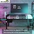 thumbnail image 3 of Bellemave Mid Loft Bed with Desk and Storage Esports Gaming Series Metal Loft Bed with LED Lights Full Size Loft Bed Frame with Shelf for Teens, Gamers, No Box Spring Needed, Full, 3 of 12