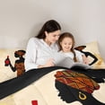 thumbnail image 4 of Castle Fairy Modern Black Female Figure Holding Wine Queen Comforter Set 3 Pieces,Abstract Tribal Print Style Comforter Sets Queen,Beige Gold Red,Black Reversible,1 Comforter and 2 Pillowcases, 4 of 6