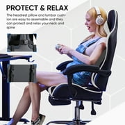 EDX Ergonomic Gaming Chair High Back Office Chair with Lumbar Support and Adjustable Armrests Swivel Racing Chair, Black and White