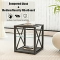 thumbnail image 3 of Set of 2 Modern Side Tables for Bedroom & Living Room, Glass & Wood, Stable with 3-Tier Storage, 3 of 20