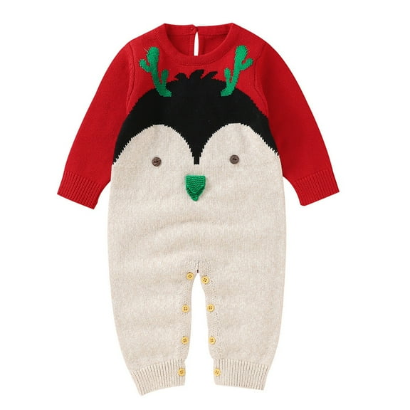 Generic Baby Kids Boys Girls Christmas Tree Knitted Sweater Baby Jumpsuit Romper Christmas Ugly Baby Jumpsuit Romper Cotton Boy Girl Christmas Cartoon Knitted Sweater