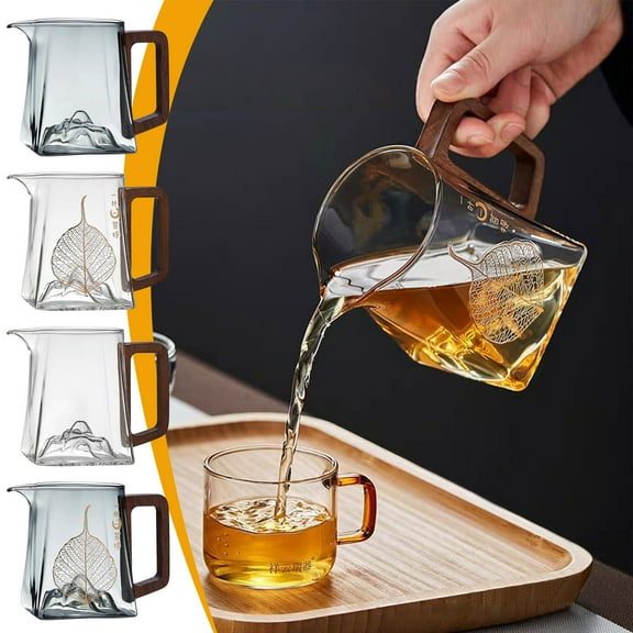 4Pcs Glass teapot with infuser under $5! Yrmaups Glass Tea Kettle with Infuser and Wood Handle, Borosilicate Tea Pot for Loose Leaf Tea, Heat Resistant Tea Maker for Home