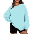 thumbnail image 3 of Sudadera Sentuca para mujer, lisa, informal, con cuello redondo, holgada, de manga larga, 3 of 6