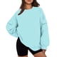thumbnail image 3 of Sudadera Sentuca para mujer, lisa, informal, con cuello redondo, holgada, de manga larga, 3 of 6