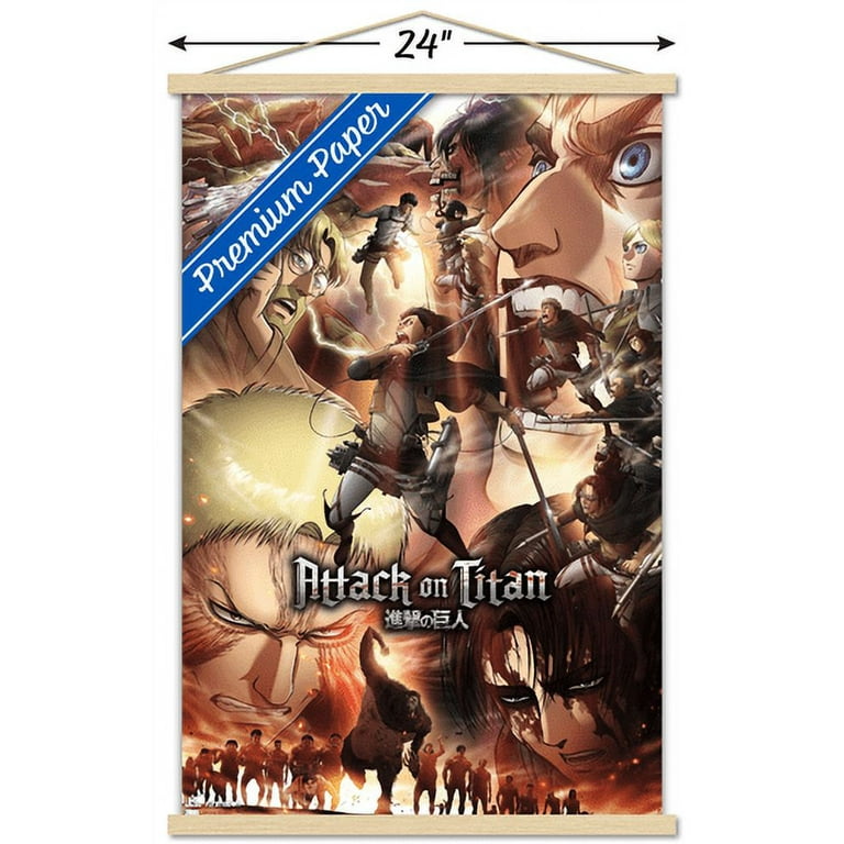 Attack on Titan: Season 3 - Key Art Wall Poster with Wooden