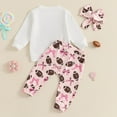 thumbnail image 4 of Toddler Baby Outfits Football Embroidery Crewneck Sweatshirt Top Long Sleeve Top + Long Pants Headband 3 PC Set, 4 of 7