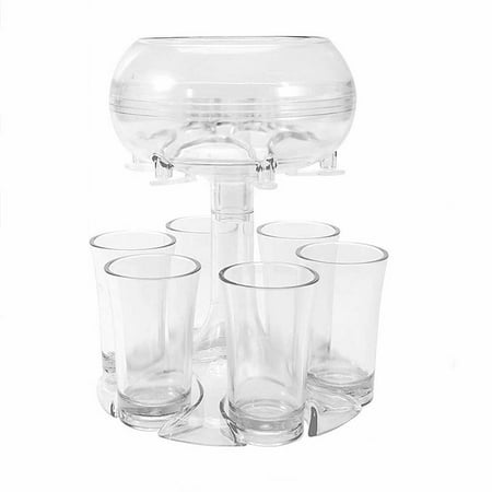 

Beverage Dispensers with 6 Shot Glass and Holder Whisky Beer Cocktail Dispenser Acrylic Novelty Wine Pourer