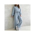 thumbnail image 5 of Zynoxe Women Suits 2 Piece Set with Pockets Classic Round Neck Long Sleeve Crop Sweatshirt & Drawstring Wide Leg Pants Suit Fashion Polka Dot Sweatsuit Set Vacation Outfits for Women Light Blue 3XL, 5 of 8