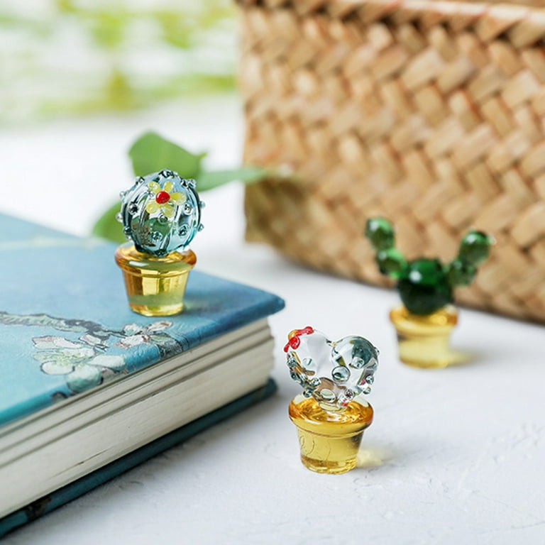 Hesroicy 5Pcs Car Ornament Cute Decorative Eco-friendly Office Glass  Prickly Pear Cactus Decoration Daily Use