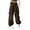 Brown, variant on Women's Cargo Long Pants Spring Fall High Waist Solid Color Trousers Straight Wide Leg Loose Joggings Pants Stretch Denim Retro Versatile Trousers with Pockets