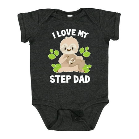 

Inktastic Cute Sloth I Love My Step Dad with Green Leaves Gift Baby Boy or Baby Girl Bodysuit