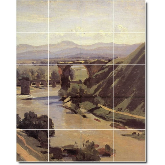 Ceramic Tile Mural-Jean Corot Landscapes Painting 317. 48" w x 60" h using (20) 12 x 12 ceramic tiles