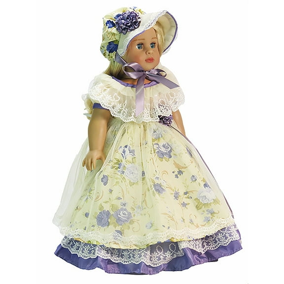 Purple Floral Floor Length Colonial Dress for 18-Inch Dolls | Dolls Clothes