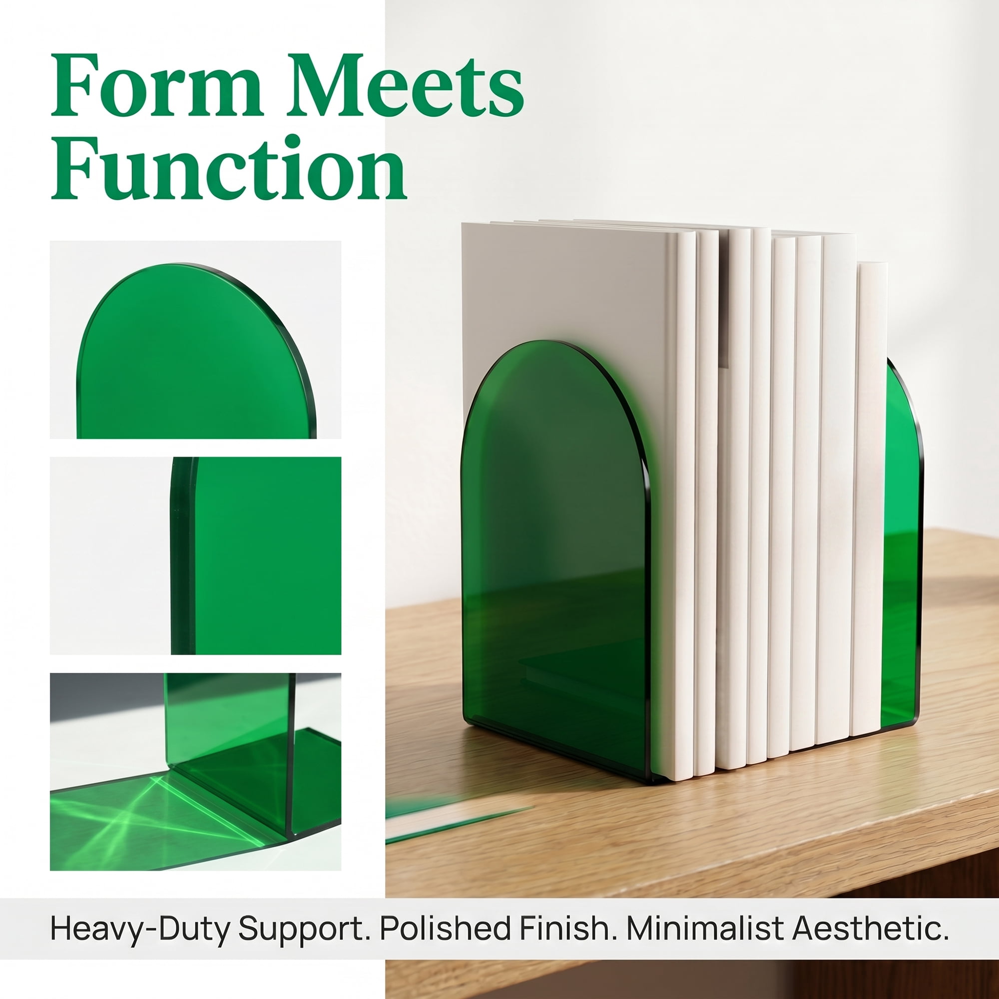 Unique Bargains 2Pcs Clear Acrylic Modern Non-Skid Bookends Song Bailv 4.7*3.9*6.1inch