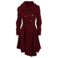 thumbnail image 5 of Long Trench Pea Coat for Women Wool Winter Trench Coat Goth Lapel Peacoat Color: Size: XL, 5 of 6