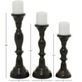 thumbnail image 4 of DecMode 3 Candle Black Mango Wood Candle Holder, Set of 3, 4 of 13