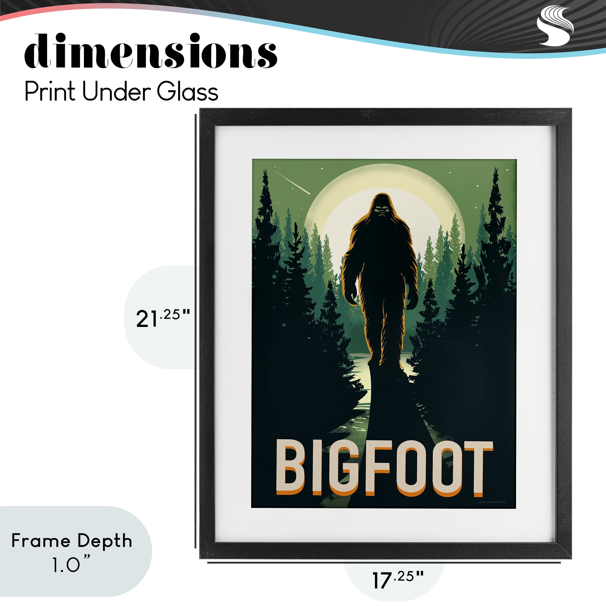 Stupell Industries Cryptid In The Woods Black Framed Print Under Glass, design by Omar Escalante