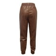 thumbnail image 2 of adviicd Wide Leg Leather Pants For Women Women's High Waisted PU Leather Skinny Pants Biker Pants Brown L, 2 of 4