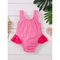 thumbnail image 3 of TSEXIEFOOFU Baby One Piece Swimsuit Cartoon Crown Swan Print Sleeveless Round Neck Design Slim Summer Bikini, 3 of 8
