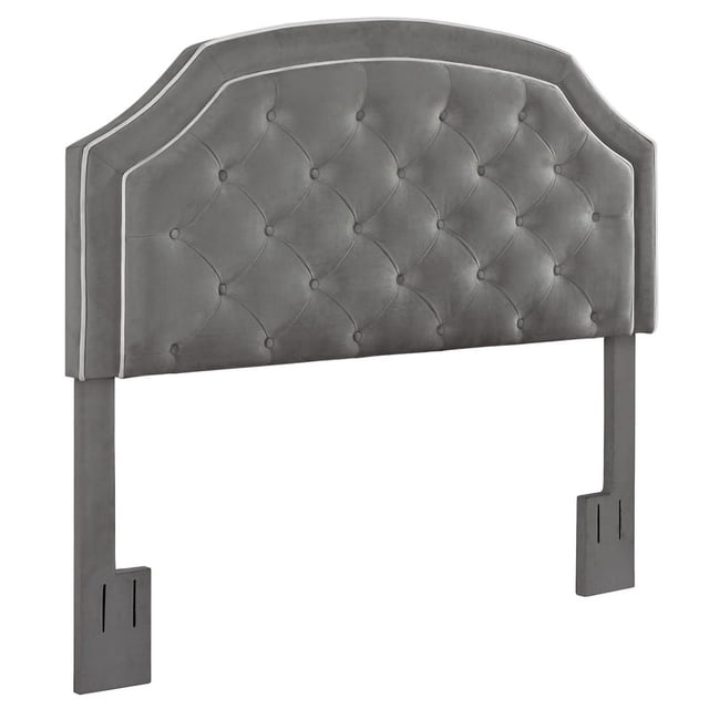 Tête de Lit Réglable Touffetée Pleine Ou Queen en Tissu Gris Charbon de Bois
