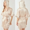 PFWOWB Plus Size Night Shirt Women's Hooded Silk Robes Satin Kimono Robe Short Silky Bathrobe