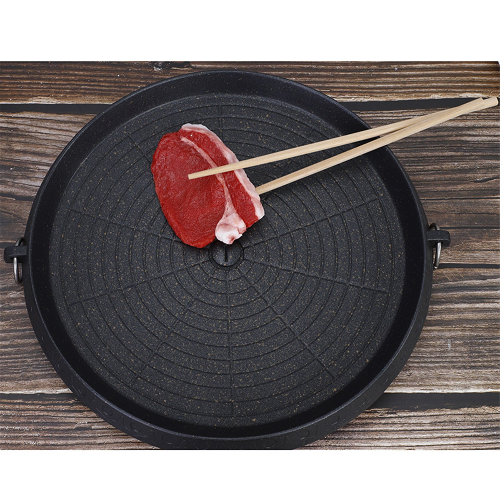 MOQIN Grill Pans Barbecue Plate, Korean Grill Pan, 11.81 in Round BBQ Griddle with Bag, Compatible for Induction, Electric Cooktop, Indoor or Outdoor Grilling