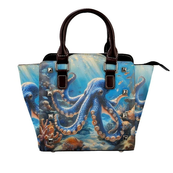 Colorful Octopus Rivet Fashion One-Shoulder Women's Handbag Tote Bag