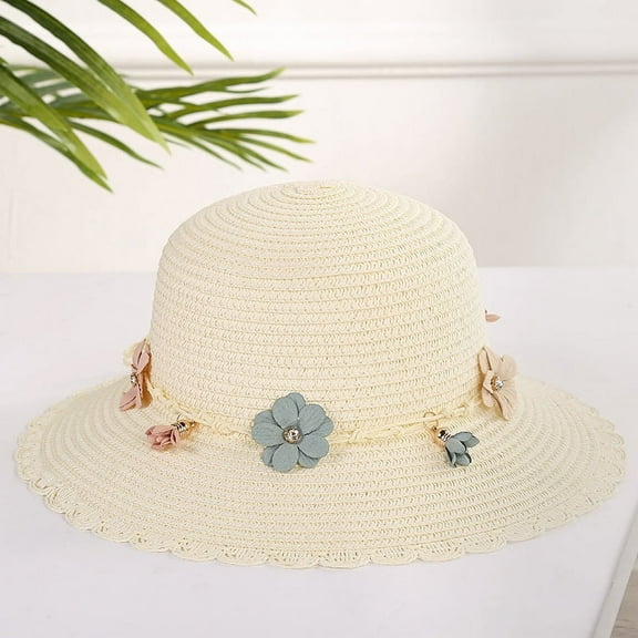 SikaFu The New Lady Casual Sun Hat Bow Adult Beach Sunshade Straw Hat Summer
