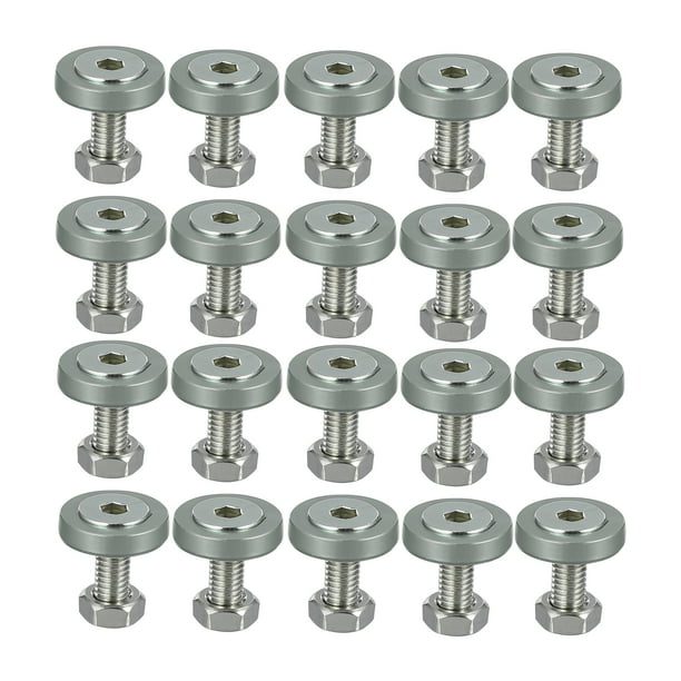 20Pcs Para Motocicleta Plateado Tono Guardabarros Parachoques Arandela Perno Tuerca Kit