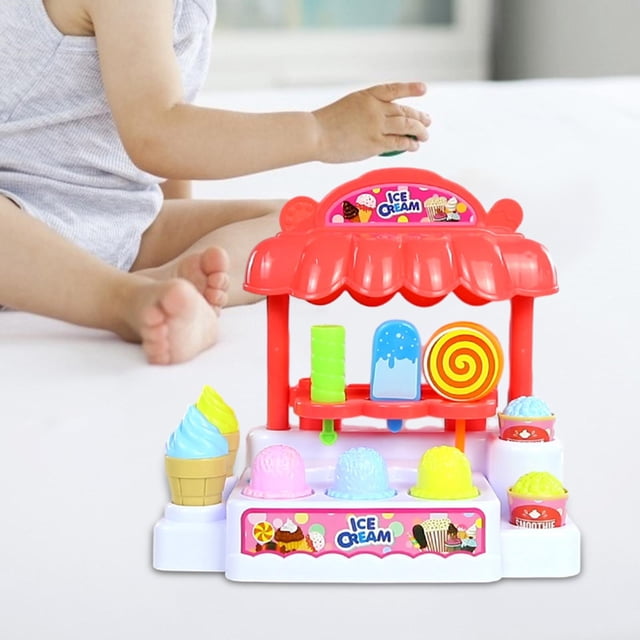 Camión de helados Hugo juguete de actividad coche de madera para tirar cocina fabricante de helados multicolor juguetes educativos