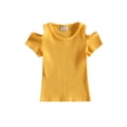thumbnail image 1 of xiaxaixu Kid Chemises, Manches Courtes Col Rond Tricot Rue Partie Casual Découpe Printemps Été Tops pour les Filles, 1 of 8