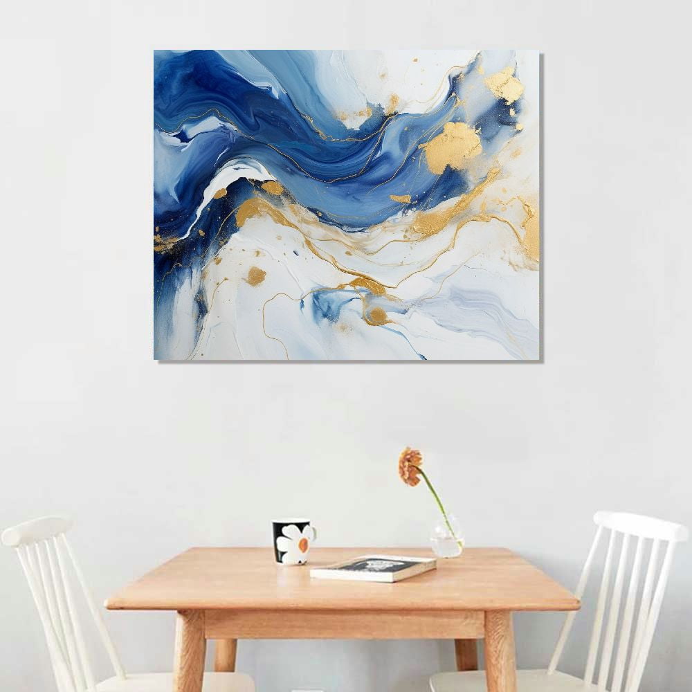 JEUXUS  Blue Grey Abstract Canvas Wall Art Decor Fantasy Modern Artwork Painting for Living Room Bedroom  Wall Pictures Graffiti on White Background