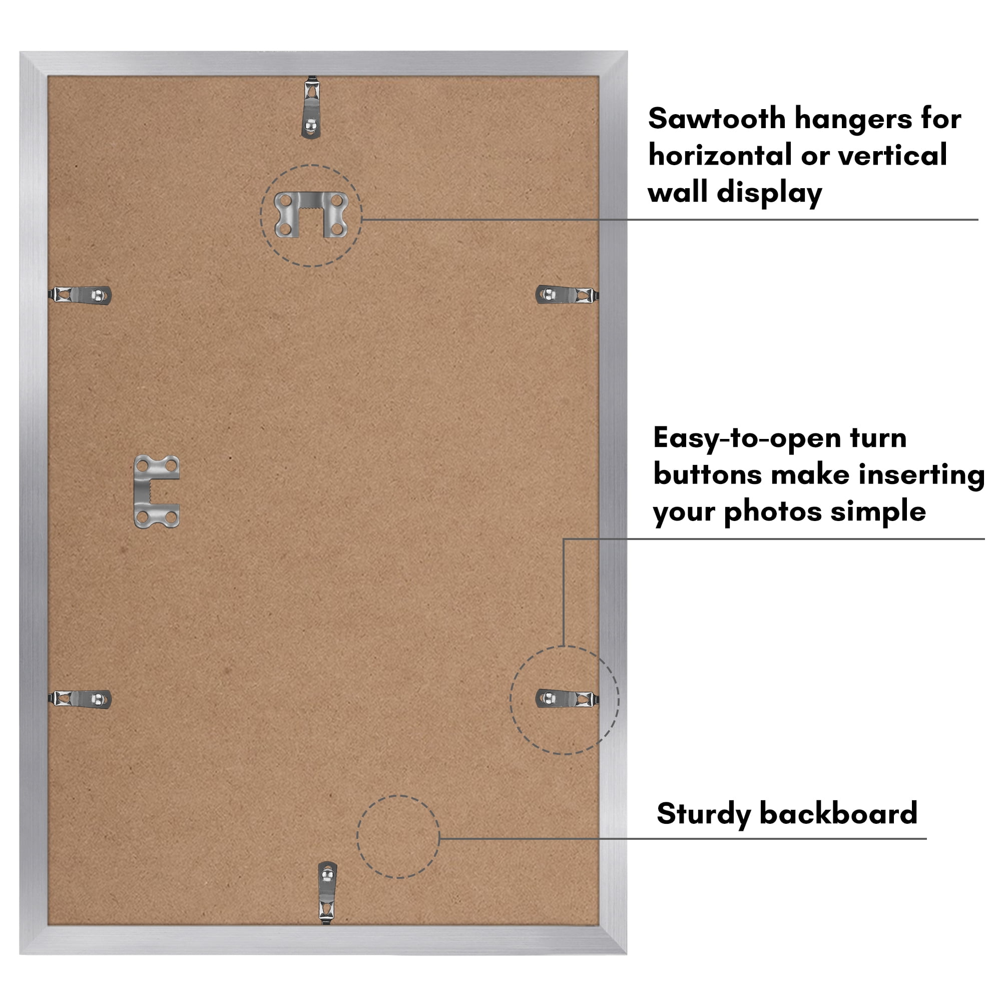 Americanflat 11x17 Picture Frame with Polished Plexiglass with 8x12 Mat 2 Pack Display Photo Galleria - Silver