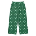 thumbnail image 4 of Dweltoz Women's Polka Dot Barrel Sweatpants Wide Leg Pants Drawstring Elastic Waist Loose Fit Casual Sweat Pants with Pockets Lounge Trousers,Green M, 4 of 5