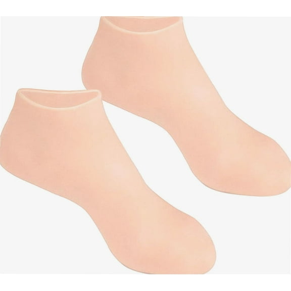 Silicone Gel Moisturizing Socks for Dry Cracked Unisex, Remove Calluses Corns Nonslip Anti Cracking to Plantar Fasciitis Reusable, Skin Color L