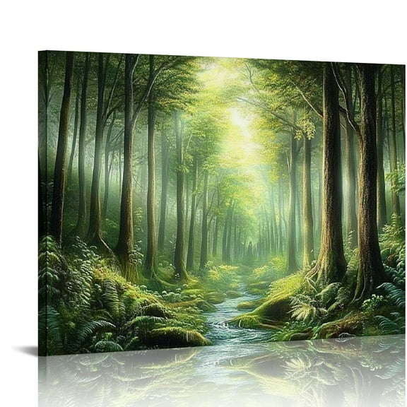 BCIIG Forest Wall Decor Green Tree Wall Art Rainforest Canvas Natural Landscape Pictures Plants Wall Decor Canvas Prints Painting Artwork for Living Room Bedroom Bathroom Kitchen  20x16in