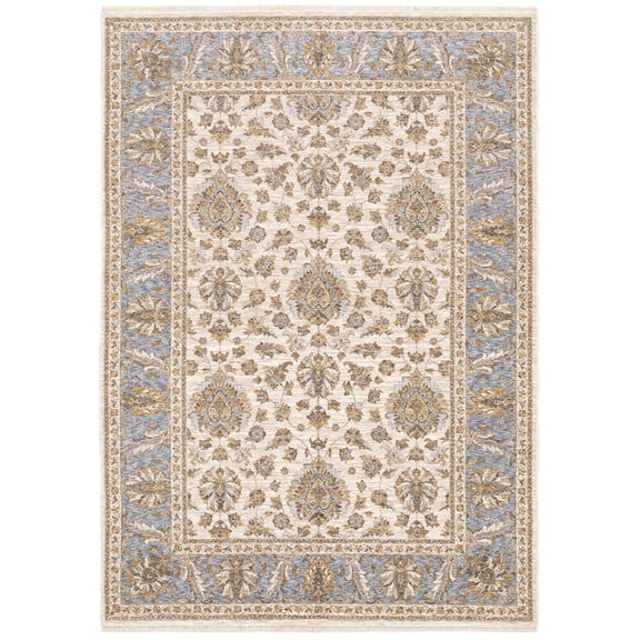 Moretti Movement Area Rug 5091Z Traditional Ivory Half-Brick Scrolls 2' 3" x  7' 6" Rectangle